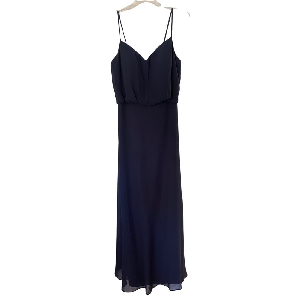 Bill Levkoff Navy Blue Maxi Dress Formal‎ Bridesmaid Wedding Size Womens 12